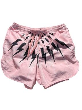 NEIL BARRETT Men's Swim Shorts Trunks Pink/Orange & Black With Mesh Lining Small